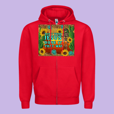 Don't Think Jesus Done It That Way Western Skeleton Cactus Zipper Hoodie Designed By Artiststas