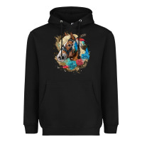 Black haflinger horse floral Heavyweight Hoodie - LillyAllenDesigns