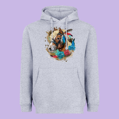 Haflinger Horse Floral Heavyweight Hoodie Designed By Lillyallendesigns