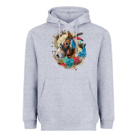 Heather Grey haflinger horse floral Heavyweight Hoodie - LillyAllenDesigns