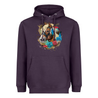 Plum haflinger horse floral Heavyweight Hoodie - LillyAllenDesigns