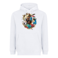 White haflinger horse floral Heavyweight Hoodie - LillyAllenDesigns