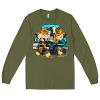 Army Green farm truck farm animals Long Sleeve Tee - FaDigitalArtStudio