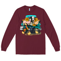 Burgundy farm truck farm animals Long Sleeve Tee - FaDigitalArtStudio