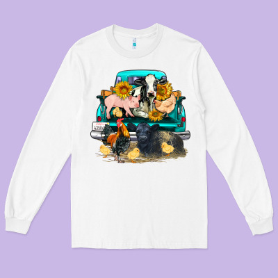 Farm Truck Farm Animals Long Sleeve Tee Designed By Fadigitalartstudio