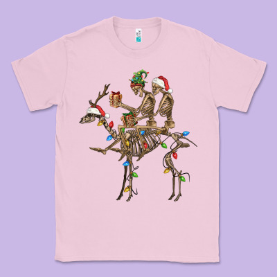 Christmas Deer And Skeletons Classic Tee Designed By Fadigitalartstudio