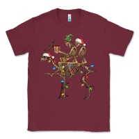 Burgundy Christmas deer and skeletons Classic Tee - FaDigitalArtStudio