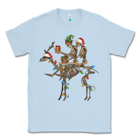 Dusty Blue Christmas deer and skeletons Classic Tee - FaDigitalArtStudio