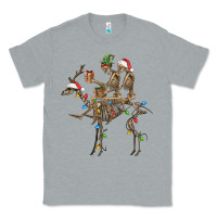 Heather Grey Christmas deer and skeletons Classic Tee - FaDigitalArtStudio