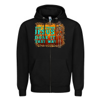 Black don't jesus done it that way western skeleton Zipper Hoodie - Artiststas