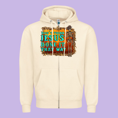 Don't Jesus Done It That Way Western Skeleton Zipper Hoodie Designed By Artiststas