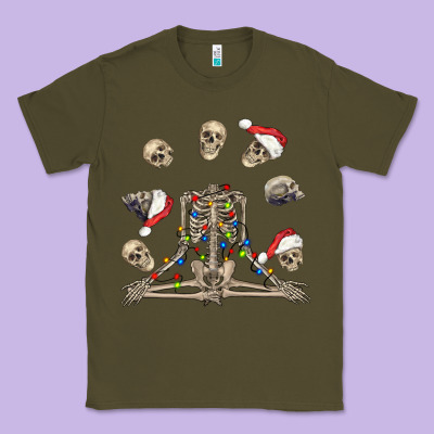 Christmas Human Skeleton And Skulls Classic Tee Designed By Fadigitalartstudio
