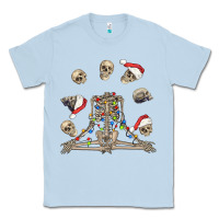 Dusty Blue christmas human skeleton and skulls Classic Tee - FaDigitalArtStudio