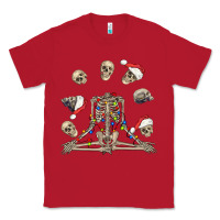 Red christmas human skeleton and skulls Classic Tee - FaDigitalArtStudio