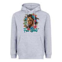 Heather Grey free spirit quarter horse floral Heavyweight Hoodie - LillyAllenDesigns