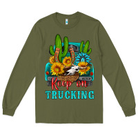 Army Green keep on trucking with western truck Long Sleeve Tee - HRA Design Shop