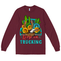 Burgundy keep on trucking with western truck Long Sleeve Tee - HRA Design Shop