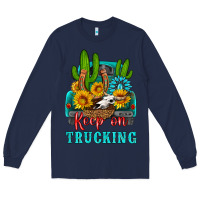 Navy keep on trucking with western truck Long Sleeve Tee - HRA Design Shop
