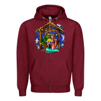 Burgundy jesus and mary with god Zipper Hoodie - AdoDesignShop