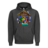 Charcoal Heather jesus and mary with god Zipper Hoodie - AdoDesignShop