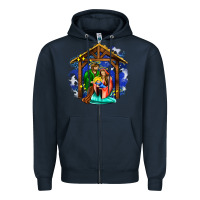 Navy jesus and mary with god Zipper Hoodie - AdoDesignShop