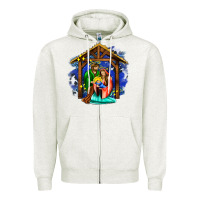 Oatmeal Heather jesus and mary with god Zipper Hoodie - AdoDesignShop