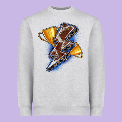 Football Lightning Bolt Heavyweight Sweatshirt Designed By Zillion Design Studio