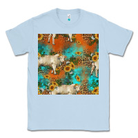 Dusty Blue western charolais cow seamless pattern Classic Tee - HRA Design Shop