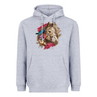 Heather Grey Floral Appaloosa Horse With Feathers Heavyweight Hoodie - LillyAllenDesigns