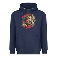 Navy Floral Appaloosa Horse With Feathers Heavyweight Hoodie - LillyAllenDesigns