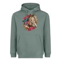 Sage Floral Appaloosa Horse With Feathers Heavyweight Hoodie - LillyAllenDesigns