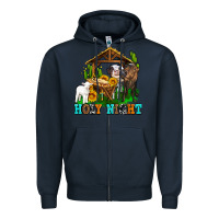 Navy holy nıght cows and sunflowers Zipper Hoodie - AdoDesignShop