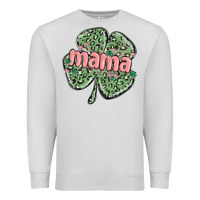 Dove Grey leopard shamrock mama Premium Sweatshirt - MaliasSmallBusiness