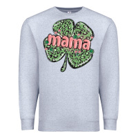 Heather Grey leopard shamrock mama Premium Sweatshirt - MaliasSmallBusiness