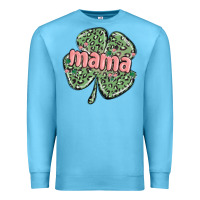 Ocean Blue leopard shamrock mama Premium Sweatshirt - MaliasSmallBusiness