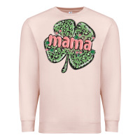 Pale Pink leopard shamrock mama Premium Sweatshirt - MaliasSmallBusiness