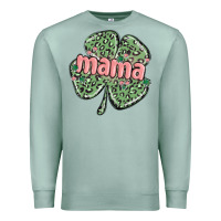 Seafoam leopard shamrock mama Premium Sweatshirt - MaliasSmallBusiness
