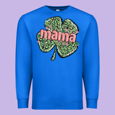 Leopard Shamrock Mama Premium Sweatshirt Designed By Maliassmallbusiness