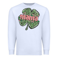 White leopard shamrock mama Premium Sweatshirt - MaliasSmallBusiness