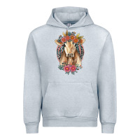 Heather Grey flower cow Urban Hoodie - Jasminsmagicworld