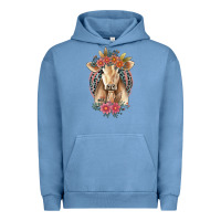Pigment Pebble Blue flower cow Urban Hoodie - Jasminsmagicworld
