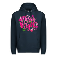 Navy merry and bright Premium Hoodie - MaliasSmallBusiness