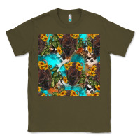 Army Green western bison and sunflowers seamless pattern Classic Tee - HRA Design Shop