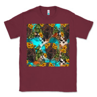 Burgundy western bison and sunflowers seamless pattern Classic Tee - HRA Design Shop