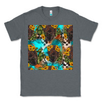 Charcoal Heather western bison and sunflowers seamless pattern Classic Tee - HRA Design Shop