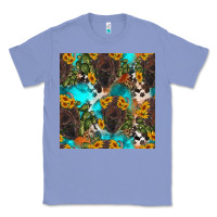 Colony Blue western bison and sunflowers seamless pattern Classic Tee - HRA Design Shop