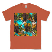 Copper western bison and sunflowers seamless pattern Classic Tee - HRA Design Shop