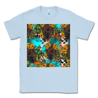 Dusty Blue western bison and sunflowers seamless pattern Classic Tee - HRA Design Shop