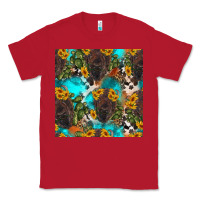 Red western bison and sunflowers seamless pattern Classic Tee - HRA Design Shop