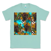 Seafoam western bison and sunflowers seamless pattern Classic Tee - HRA Design Shop
